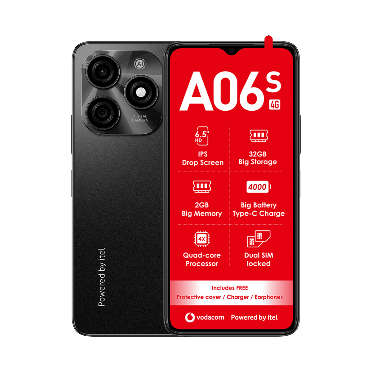 Itel A06s 64GB Dual Sim Black