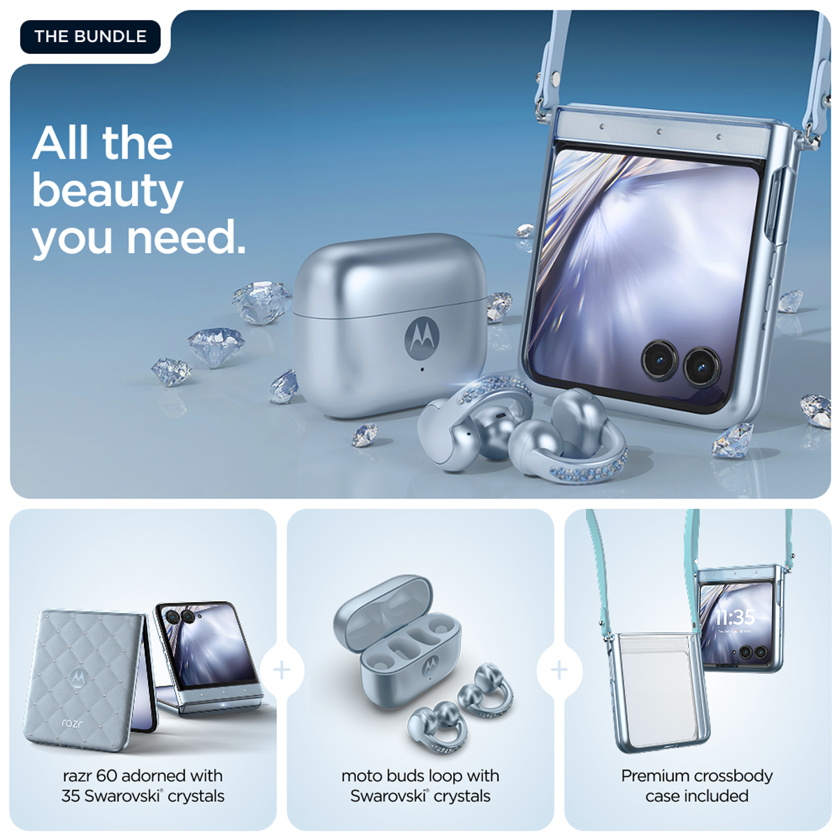 Motorola Razr 60 Swarovski 256GB Ice Melt + Earbuds